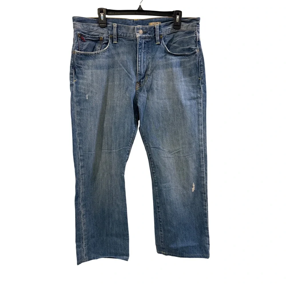 Polo Ralph Lauren Mens Straight Leg Jeans Blue Medium Wash‎ Button Fly 34x30